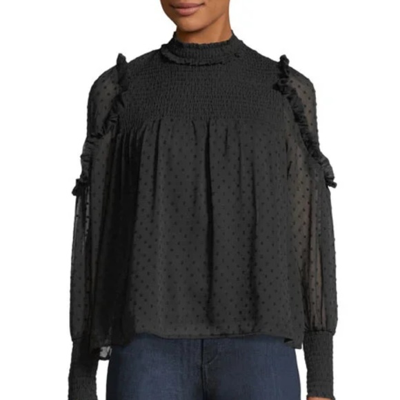 2XHP! Free Generation Black Mock neck Shear Top - Picture 3 of 8